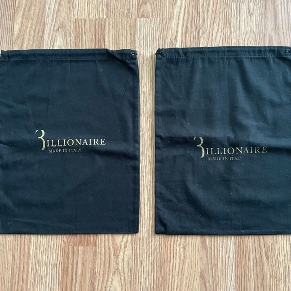 Billionaire Dust Bag Draw String Black Cotton Storage Bag Set of 2 Authentic - Picture 11 of 11